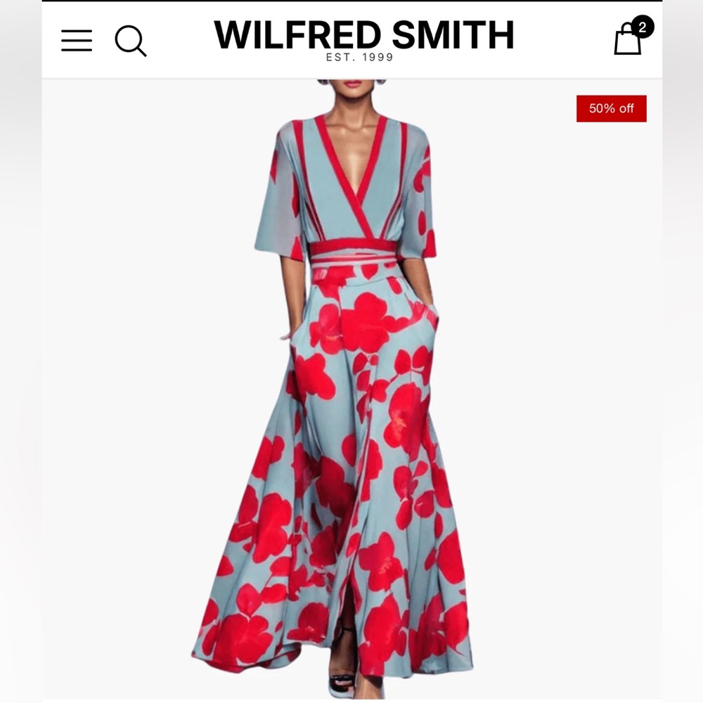 Floral Dress with V-Neck, Elegant & Long